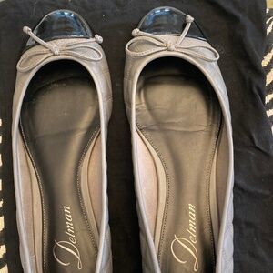 Sale! Delman Leather Cap Toe Quilted Ballerina Flat